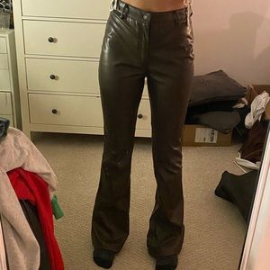Motel Rocks Zoven Brown Leather Pants